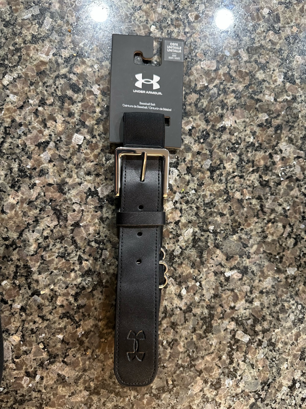 Under Armour Men's Black Belt with Gold Buckle